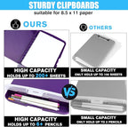 Purple Clipboard with Storage,TFDLCG zm Clip Boards with Storage Compartments,8.5 x 11 High Capacity Folio Nursing Clipboard Case,A4 Letter Size for Office,School Home Work