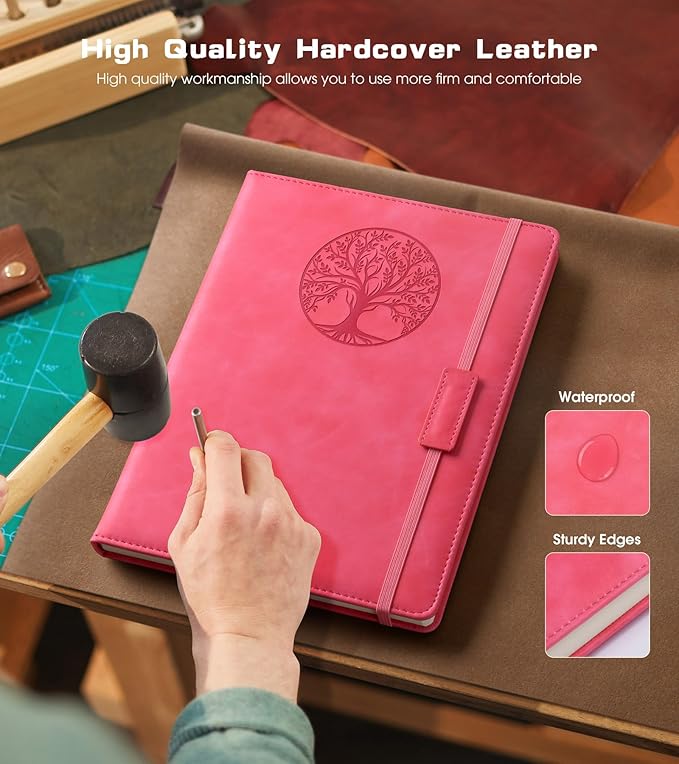 Biuwory Lined Journal Notebook for Women Men,256 Pages B5 Large Hardcover Leather Journals for Writing,Travel,Business,Work & School,College Ruled Notebooks for Note Taking,Diary Notepad 7.8"×10.2"