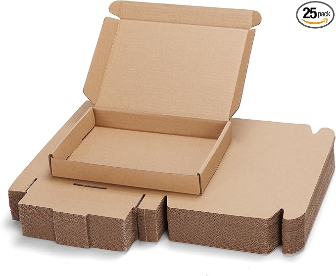 PHAREGE 7x5x1 inch Shipping Boxes Bulk 25 Pack Brown, Tab Lock Tuck Top Mailer Boxes for Packaging Small Business, Small Cardboard Gift Boxes for Wrapping Mailing Present