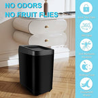 Smartowner 8 Gallon Motion Sensor Trash Can with Roll Lid & Wheels - Automatic Touchless Trashcans for Kitchens, Bedroom, Office Trash Bin (Black)