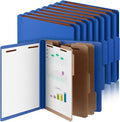 Skyygemm 12 Pcs Classification Folders Letter Size, 3 Divider Pressboard File Folder with Fasteners, Expanding File Organizer Bulk for School Teachers, Office Employee, Coworker, Staff (Dark Blue)