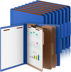 Skyygemm 24 Pcs Classification Folders Letter Size, 3 Divider Pressboard File Folder with Fasteners, Expanding File Organizer Bulk for School Teachers, Office Employee, Coworker, Staff (Dark Blue)
