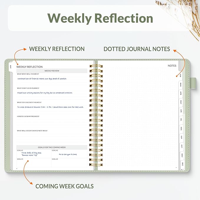 SUNEE 2026 Planner 8.5" x 11" – Dated Productivity Planner for Time Management - Daily,Weekly & Monthly Planner to Achieve Goals - Planner 2026 dated from January 2026 – December 2026,Grey Green