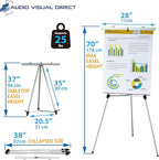 Lightweight Aluminum Flip-Chart Presentation Easel, 70 Inches, Silver