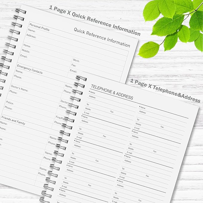 Daily Planner Undated, Asten To Do List Notebook Hourly Schedules Spiral Appointment Planner for Men and Women,PVC Hardcover,Elastic Closure, Inner Pocket 8.3" x 5.8" (Gray)
