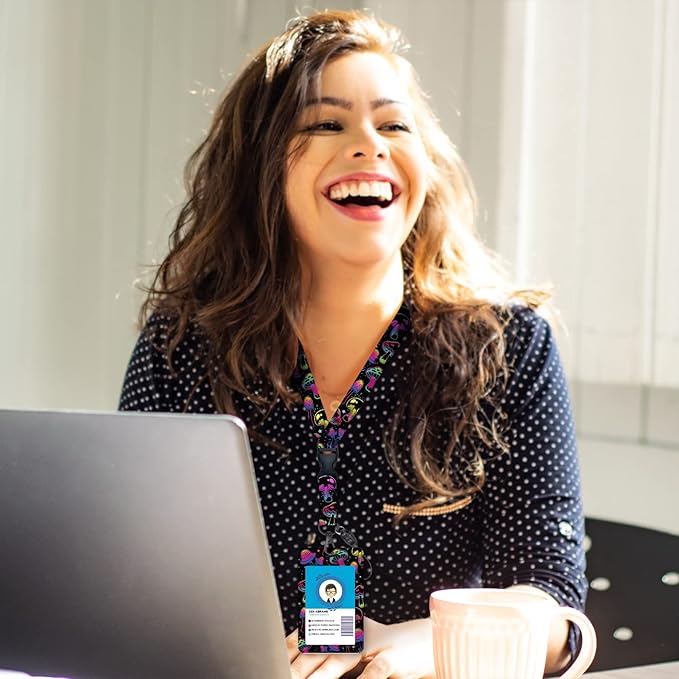 Teacher Lanyards for ID Badges and Keys, Retractable ID Badge Holder with Lanyard, Cute Mushroom Badge Reel Heavy Duty with 360 Degrees Rotate Carabiner Clip, Nurse Student Office Gifts