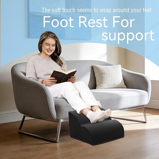 OpyTikar Foot Rest for Under Desk at Work.Multifunctional 3-Tier Foot Stool,With waterproof leather Footrest.For Under Desk,Office Chair Gaming Chair & Sofa,Leg Elevation Pillow,supports Posture-Black