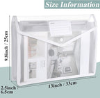 10 Pieces Plastic File Folders Envelope Expanding File Wallet Organizer Documents Folder with Snap Closure and Pocket, A4 Size Waterproof Transparent Pouch(White,Horizontal)