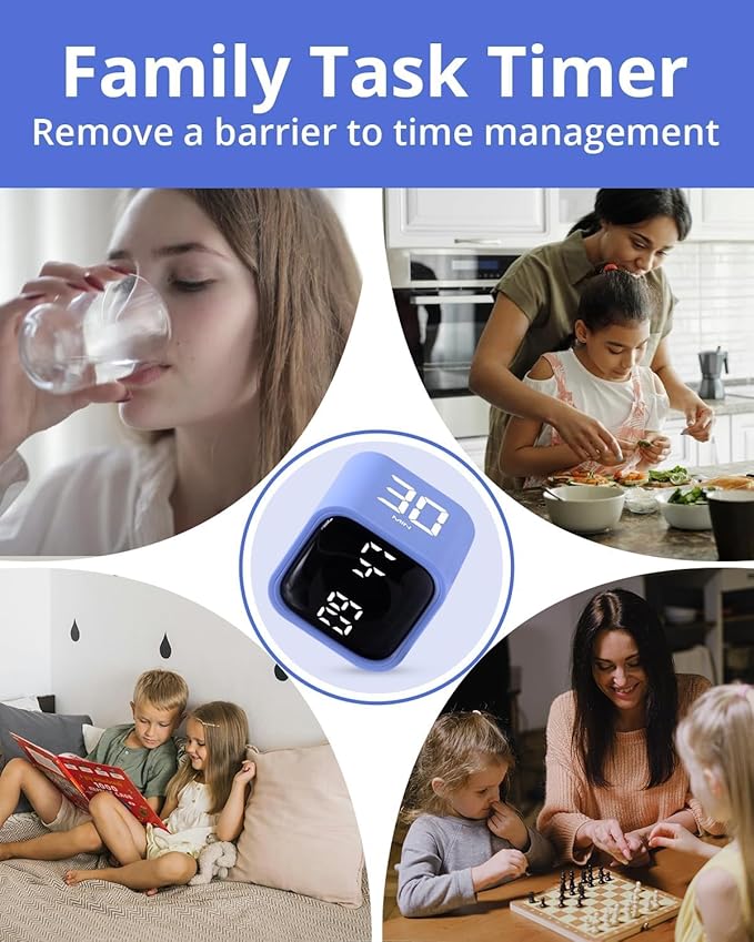 Productivity Timer Flip Gravity Sensor Cube Timer Countdown & Countup,Mute & Vibrate & Sound，5/10/30/60min & Custom Timing, Perfect for ADHD,Work,Learning,Kitchen Cooking (2 Blue)