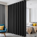 hoeflife Room Divider Curtains Blackout Floor to Ceiling Curtain with Hook Wall Mount Sliding Door Curtains Ceiling Mount Extra Wide Curtain Wall Divider for Room Separation (Black, W100 x H108 Inch)