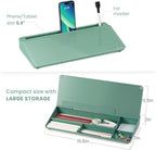 Varhomax Glass Desk Whiteboard with Storage, Desktop Organizer to-do List Memo Notepad Dry Erase White Board for Home Office and School Supplies (Green)