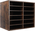 TQVAI Wood Literature Organizer, 12 Slots Hold 6000 Sheets A4 Papers, Wooden Desk Paper File Storage Organizer with Adjustable Shelves, Mailbox Cubbies for Office Home Classroom, Archaize