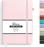 Annecy Lined Journal Notebook, Hardcover Leather Journal for Women & Men, 160 Numbered Pages, Medium 5.5" x 8.25", 100 GSM Thick Paper, Pink