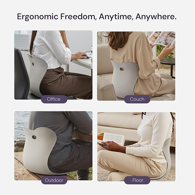 CabeVibe CabSupport Ergonomic Lumbar Support Seat Cushion M1 Plus - Posture Correction Spineseat for Office Chair, Car, Home with Breathable Memory Foam
