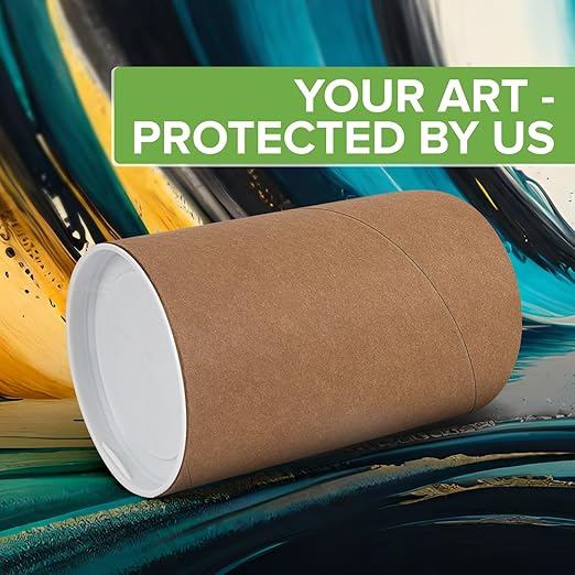 3" x 6" Reinforced Kraft Paper Mailing Tubes, Pack of 4 Tubes with 2 Caps Each – USPS Approved Poster Tube – Made in USA Cardboard Tube for Shipping and Storing Posters, Prints, Artwork, or Documents