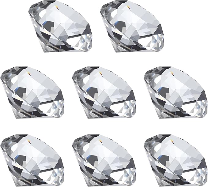 PATIKIL 8 Pcs Diamond Crystal Paperweight, 30mm / 1.18 Inch Crystal Paperweight Paper Weight for Home Office Desktop Table Decor Wedding Party Jewelry Ornaments, Clear