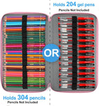 Vomgomfom Large Capacity Pencil Case - Zipper Closure Twill Fabric Case for 300 Colored Pencils or 200 Gel Pens, Artist Organizer (Pink Rose)