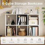 COMHOMA 6 Wood Cube Storage Organizer with Open Back and Removable Back Panels, 11In White Cube Storage Bookshelf, Cubicle Shelf Bookcase for Home Office Bedroom Living Room, Vertical or Horizontal