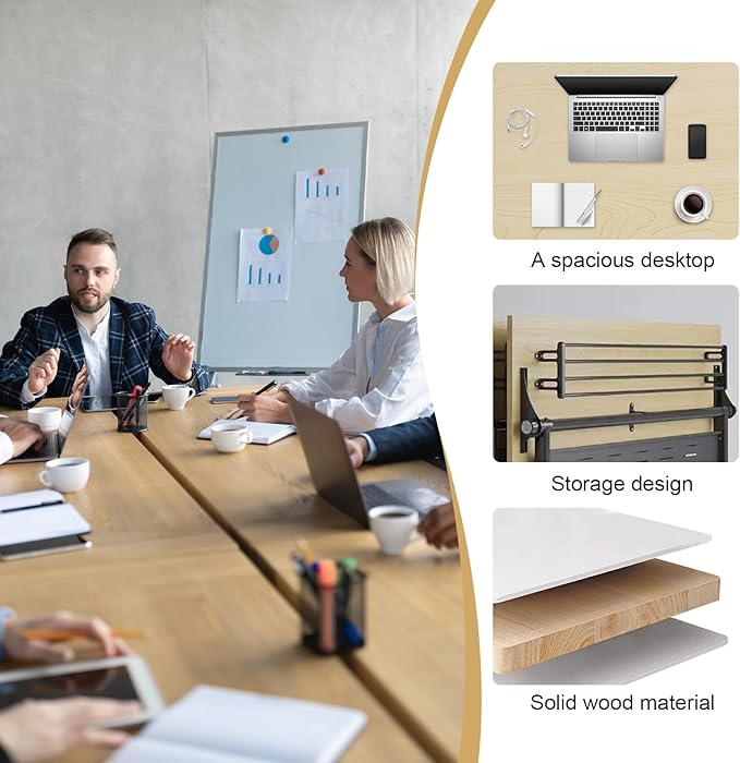 Conference Table,55.1''Folding Conference Room Table for 4-12 People,Mobile Flip Top MeetingTraining Table with Different Coulor and Styles for Offices, Classrooms,Meeting Room (2, E)