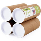 3" x 6" Reinforced Kraft Paper Mailing Tubes, Pack of 4 Tubes with 2 Caps Each – USPS Approved Poster Tube – Made in USA Cardboard Tube for Shipping and Storing Posters, Prints, Artwork, or Documents