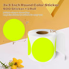 3 Inch Round Color Coding Labels (500 per Roll) - Colored Dot Stickers Round Labels for Inventory, Warehouse, Office Organizing - Fluorescent Yellow Circle Stickers