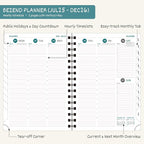 BEZEND 2026 Planner Weekly and Monthly (6" x 8.5") Daily Calendar Book with Tabs (Jul 25-Dec 26) Vertical Hourly Timeslots, Storage Pocket, Pen Holder, Spiral, PU Leather Softcover - Dark Green