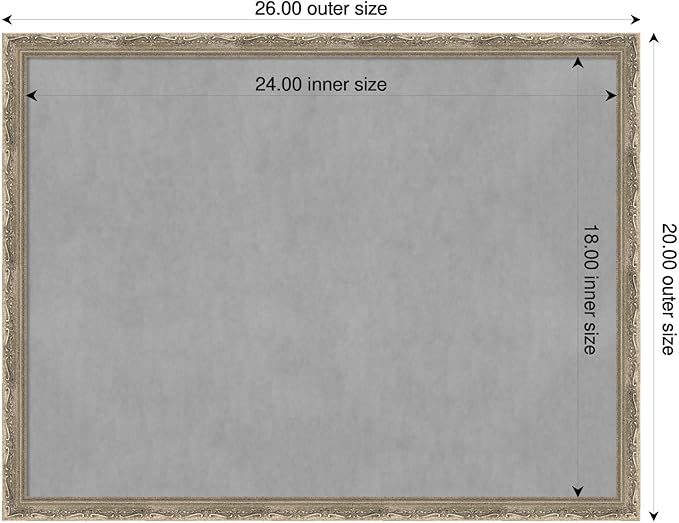 Amanti Art Silver Framed Magnetic Board 20x26 Medium Vision Board for use with Magnets, 100% Metal Sheet to Display Items as Office Decor or for Home Organization in mudroom, Kitchen or Kids Room