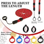 Chinco 16 Pcs Anti Lost Lanyard Set Include 2 Necklace Lanyards Safety Neck Strap with 14 Silicone Ring Soft Protective Ring(Blue, Red)