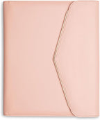 FOREVERMORE PORTFOLIOS Padfolio Binder Organizer for Women | Faux Leather Portfolio Folder for Resume, Documents, Notebook, Tablet and Business Cards | Notepad Included - Pink with Gold Edge
