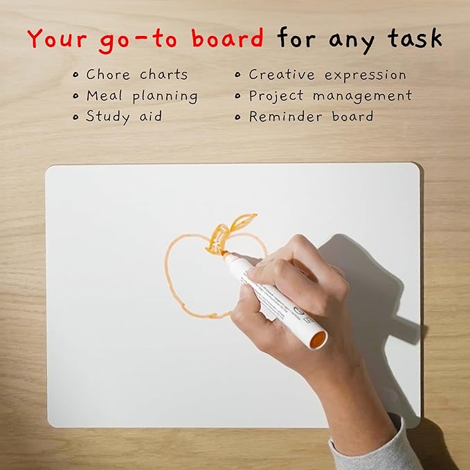 Board Geeks 1 Small Dry Erase Board for Kids - Mini White Board for Students and Teachers - Durable and Portable Individual Whiteboard with Rounded Corners - Double Sided (9x12 Inches)
