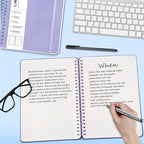 Lined Spiral Journal Notebook, B5 Spiral Notebook, 7.8''×10'' Journaling Notebooks for Work, School, Women, College Ruled Spiral Notebook, Hardcover Leather Notebook for Note Taking Business, Purple