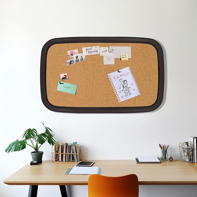 INDY VAC Cork Board for Walls with Frame Bulletin Board 18.5" x30" Decorative Hanging Pin Board for Office & Home Decor, Home School Message Board or Vision Board