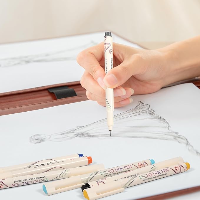 CHARSOCO 01 Micro Fine Point Pen Set - 12 Waterproof Archival Ink Colors, 0.25mm Fineliner Pens for Art Illustrations, Sketching, Anime, Manga, Technical Drawings & Scrapbooking-fan