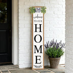 Double-sided Welcome to Our Home Wooden Sign Stand with Magnetic-adhesive Wreath for Front Door, 47" Vertical Farmhouse Welcome Porch Sign for Outdoor Patio Garden, 2in1 Large Tall Porch Leaner Decor