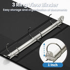 SUNEE Black Binders 1 Inch 24 Pack Bulk, Clear View 3 Ring Binders PVC-Free (Fit 8.5x11 Inches) for School or Office Supplies