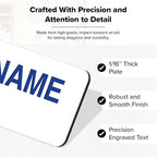 Custom Engraved Name Tags, Magnetic White and Blue Name Tags, Personalized Name Tags, 1x3 Inches, Durable Engravable Impact Material, Made in The USA by My Sign Center