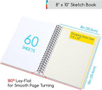 MEEDEN Mixed Media Paper Pad: 8" x 10" 112lb/165gsm Spiral Bound Mixed Media Sketchbook with DIY Cover - 60 Sheets Art Drawing Paper Sketch Pad for Artist Adults Painting Writing Sketching