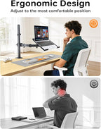 H&C(hcck&Cllassp) Laptop Desk Mount for 11"-17" Notebook, Fully Adjustable with Tilt, Swivel, Rotation, Extension, Single Laptop Arm with Vented Tray, C-clamp, Black