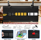 Under Desk Cable Management Tray, 36" Cord Organizer for Table, Clamp/Screw Mount Desk Cable Management, Premium Fabric Cable Management Tray for Office, Home