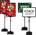 Sign Holder, Sign Stand with Adjustable Height Snap Open, Reusable Sign Holder 8.5x11 Inch, Vertical and Horizontal View Sign Holder Stand (Black, 4 Pack)
