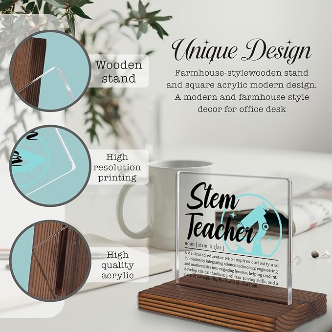 STEM Teacher Gifts, Thank You Desk Sign for Science Technology Engineering Math Educators, Inspirational Plaque for Classroom or Office PA052