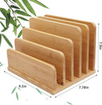 Deefielly Desk File Mail Organizer Countertop, 5 Slots Bamboo Folder Sorter Holder for Letter, Envelope, Paper, Bill Filing, Desktop Tray Organizer for Office & Home