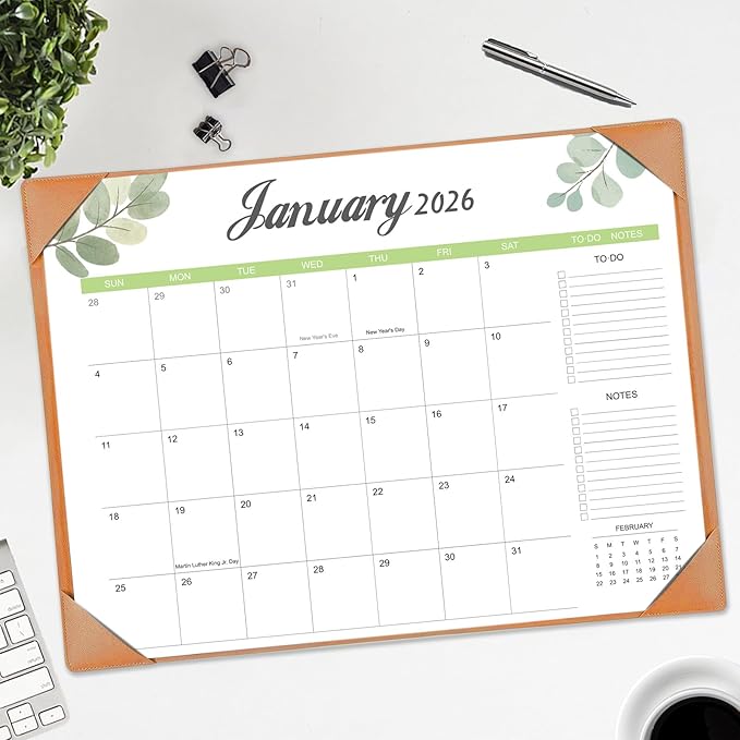 Desk Calendar 2026-2027 with Desk Mat – 22" x 17" Large Desk Pad Calendar Runs from January 2026 to June 2027, Office Supplies Desktop Monthly Calendar for Home & Office