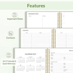 SUNEE 2026 Planner, Weekly and Monthly Calendar Planner, January 2026-December 2026, Daily Agenda with Tabs, Note Pages, Spiral Binding, 8.5"x11", Green