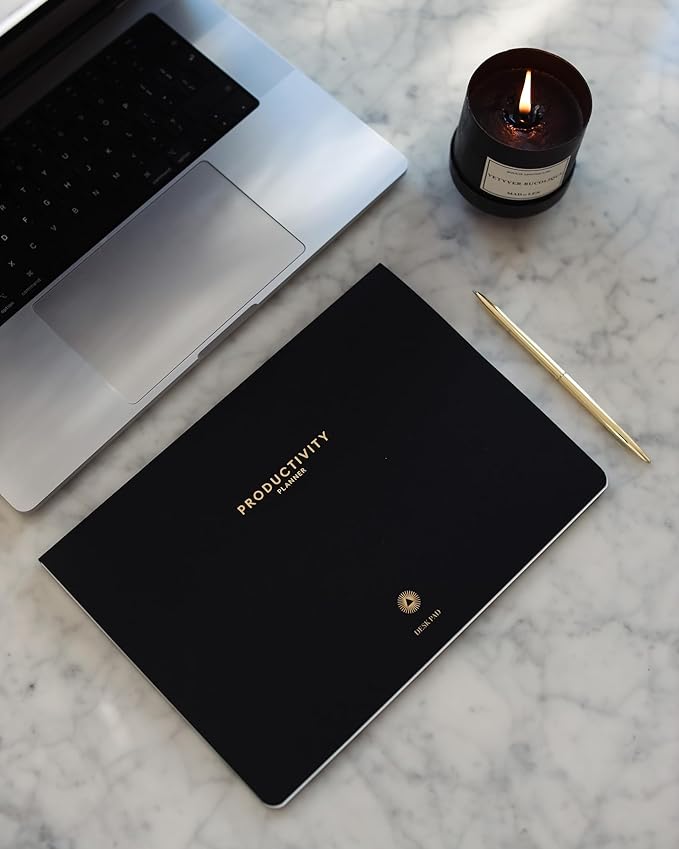 Intelligent Change - Daily Desk Pad, 3-Month Productivity Planner, Tear-Out Deskpad for to-Do List, Productivity Tools for Time Management and Mindfulness, A4 Size, Black