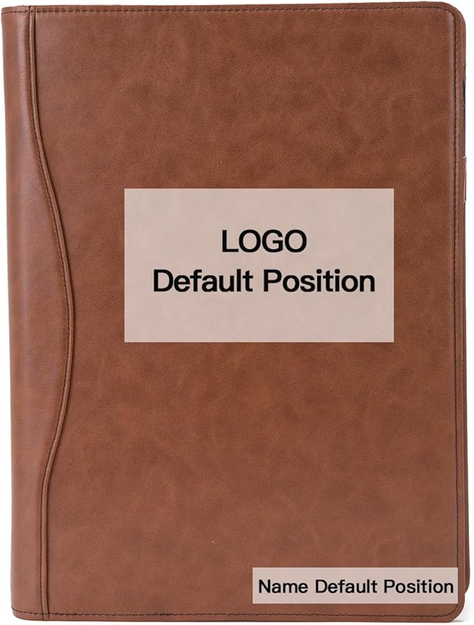 Geslun Personalized Vegan Leather 3 Ring Binder, Custom 8.5 x 11 Letter Size Folio with Pen Holder, Soft Notebook Portfolio Cover, Notepad Padfolio Organizer for Meeting, Brown