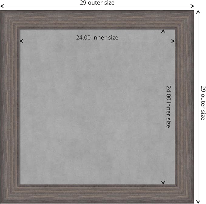 Amanti Art Grey Framed Magnetic Board 29x29 Medium Vision Board for use with Magnets, 100% Metal Sheet to Display Items as Office Decor or for Home Organization in mudroom, Kitchen or Kids Room