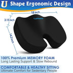 TushGuard Seat Cushion for Office Chair Memory Foam Non-Slip Desk Seat Cushion Back, Coccyx, Sciatica, Tailbone Pain Relief Butt Pillow for Office Chair, Car, Wheelchair, Black