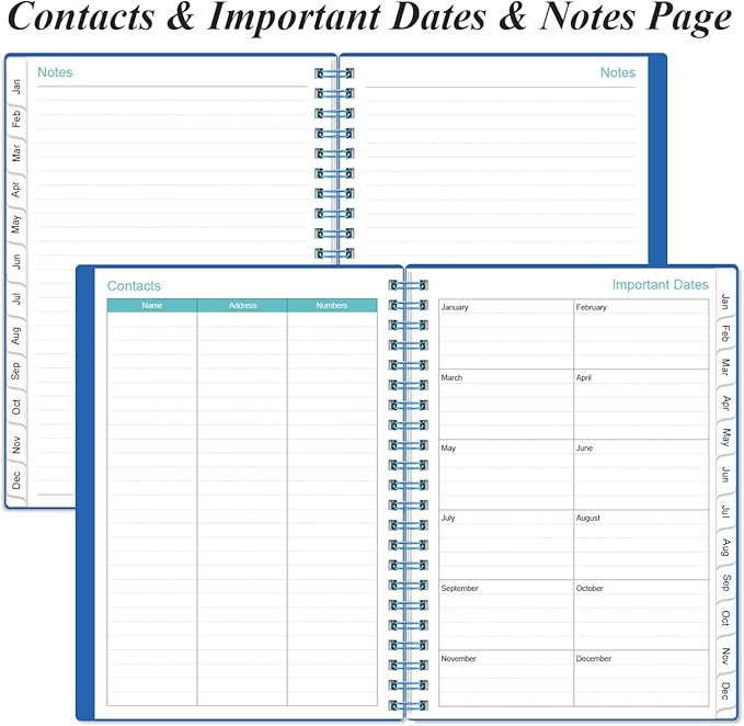 Daily Planner 2026 Full Page Per Day- 2026 Daily & Monthly Planner from January 2026 to December 2026, Day Planner 2026 with 12 Months Tabs, 6.4" x 8,5", Blue