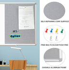 DEVELOP Grey Felt Bulletin & Magnetic Dry Erase Combo Board, 36 x 24 Inch Hanging Whiteboard/Grey Felt Bulletin Combination Board with Marker Tray, Pins, Eraser, Markers & Magnets